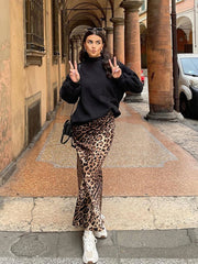 Fashion Leopard Printing Long Skirts For Women Elegant Loose High Waist Midi Skirts Female Summer Chic Lady Casual Streetwear