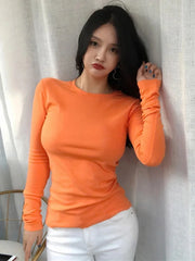 Female T-Shirt Knitted Top White Shirt Strap Poleras Mujer De Moda 2024 Autumn Polera Blanca Hot Casual Korean Style Women