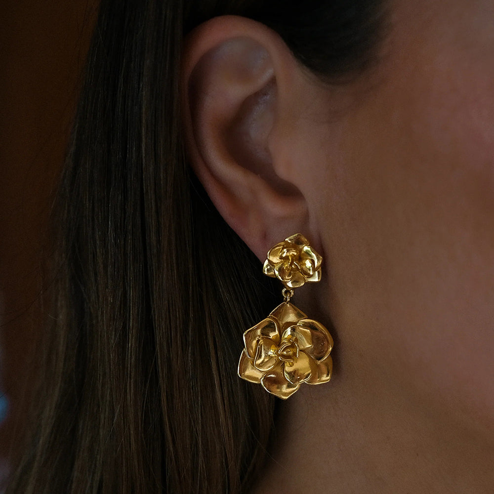 Fleur Gold Drop Earrings