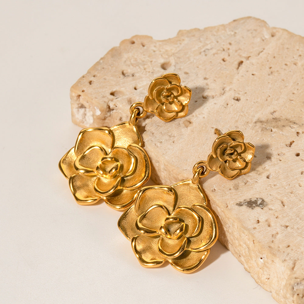 Fleur Gold Drop Earrings