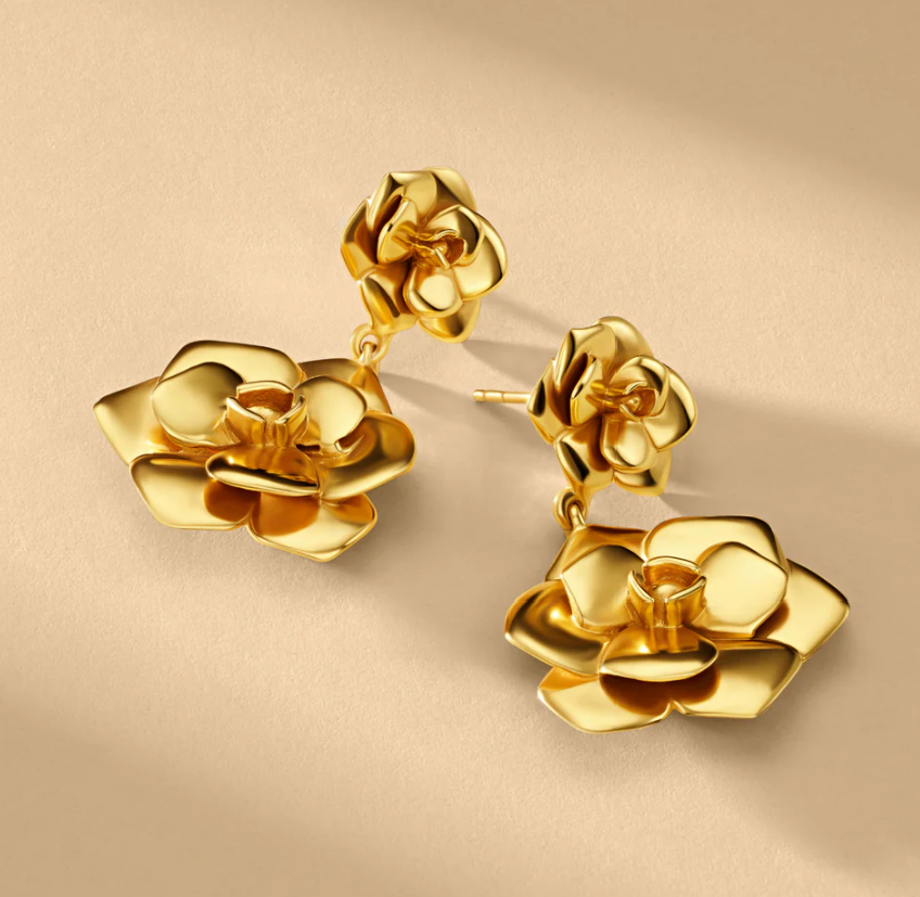 Fleur Gold Drop Earrings