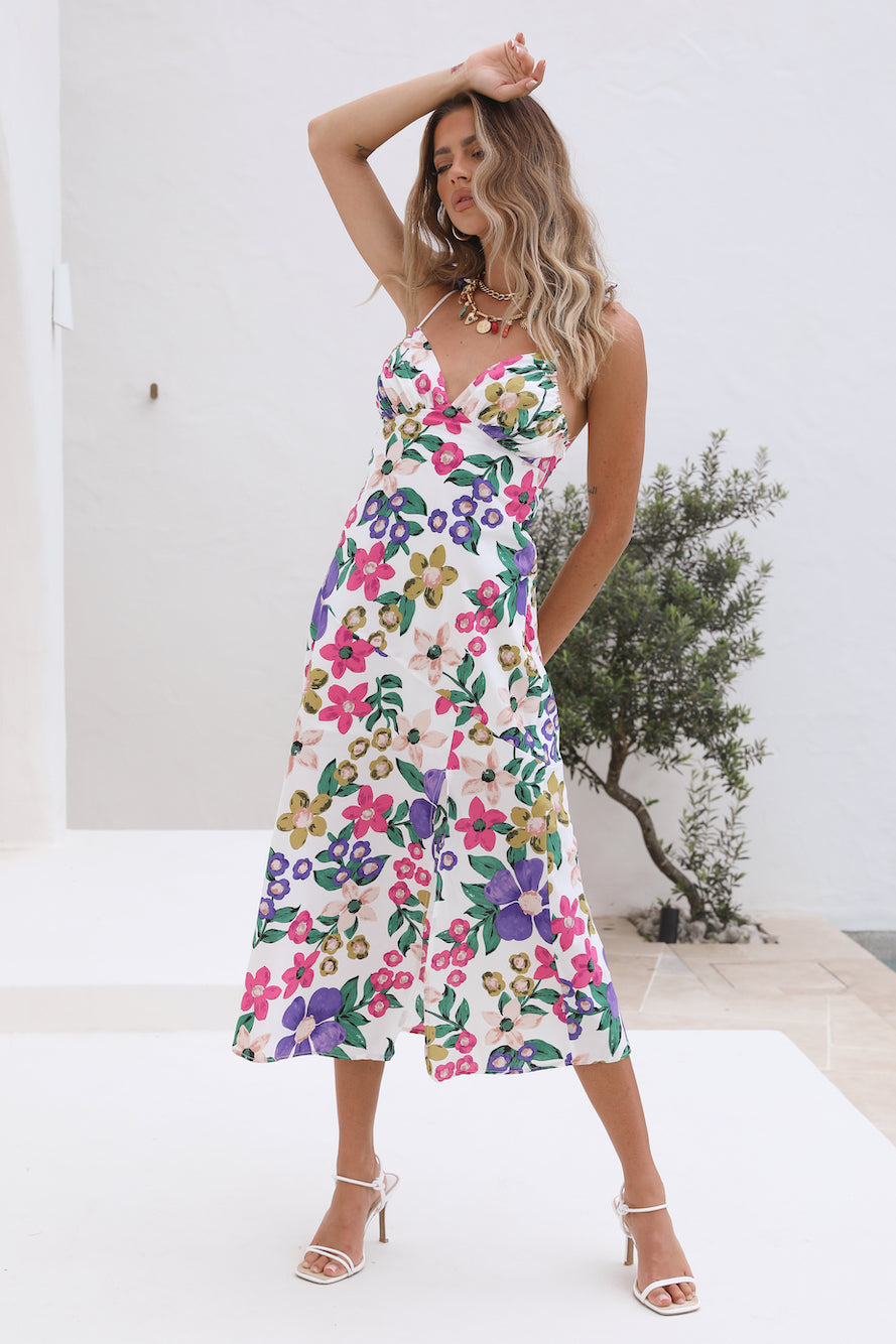 Floral Cami Slit Midi Dress