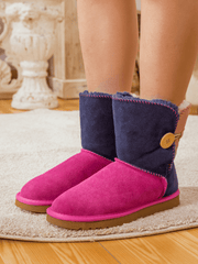 SMAIBULUN Ugg | COLOR BLOCK SIDE BUTTON SUEDE BOOT - FUCHSIA