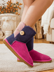 SMAIBULUN Ugg | COLOR BLOCK SIDE BUTTON SUEDE BOOT - FUCHSIA