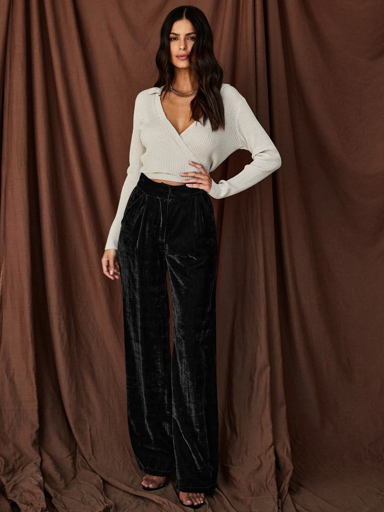 Claudia Velvet Pants - Black