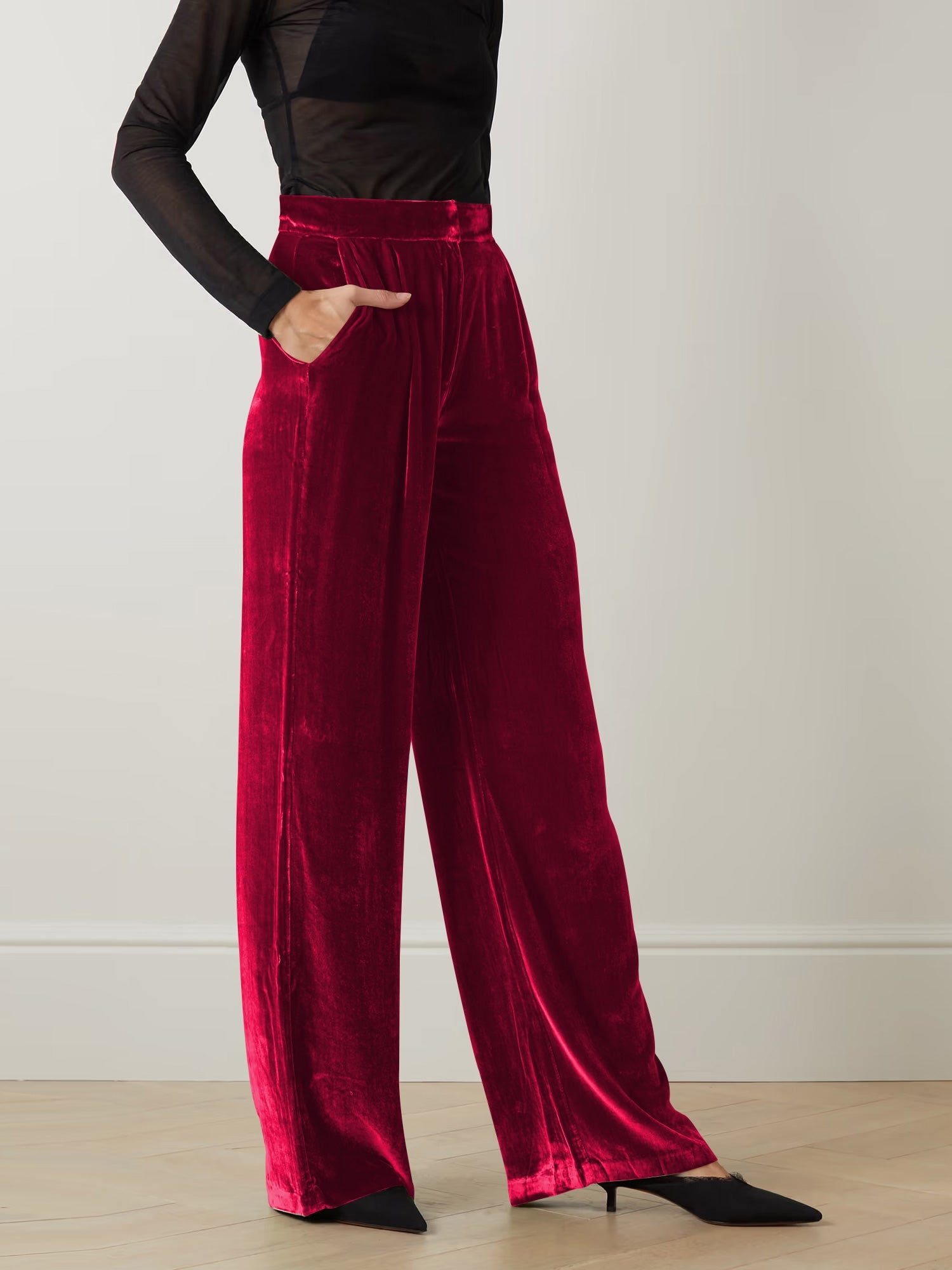 Claudia Velvet Pants - Red