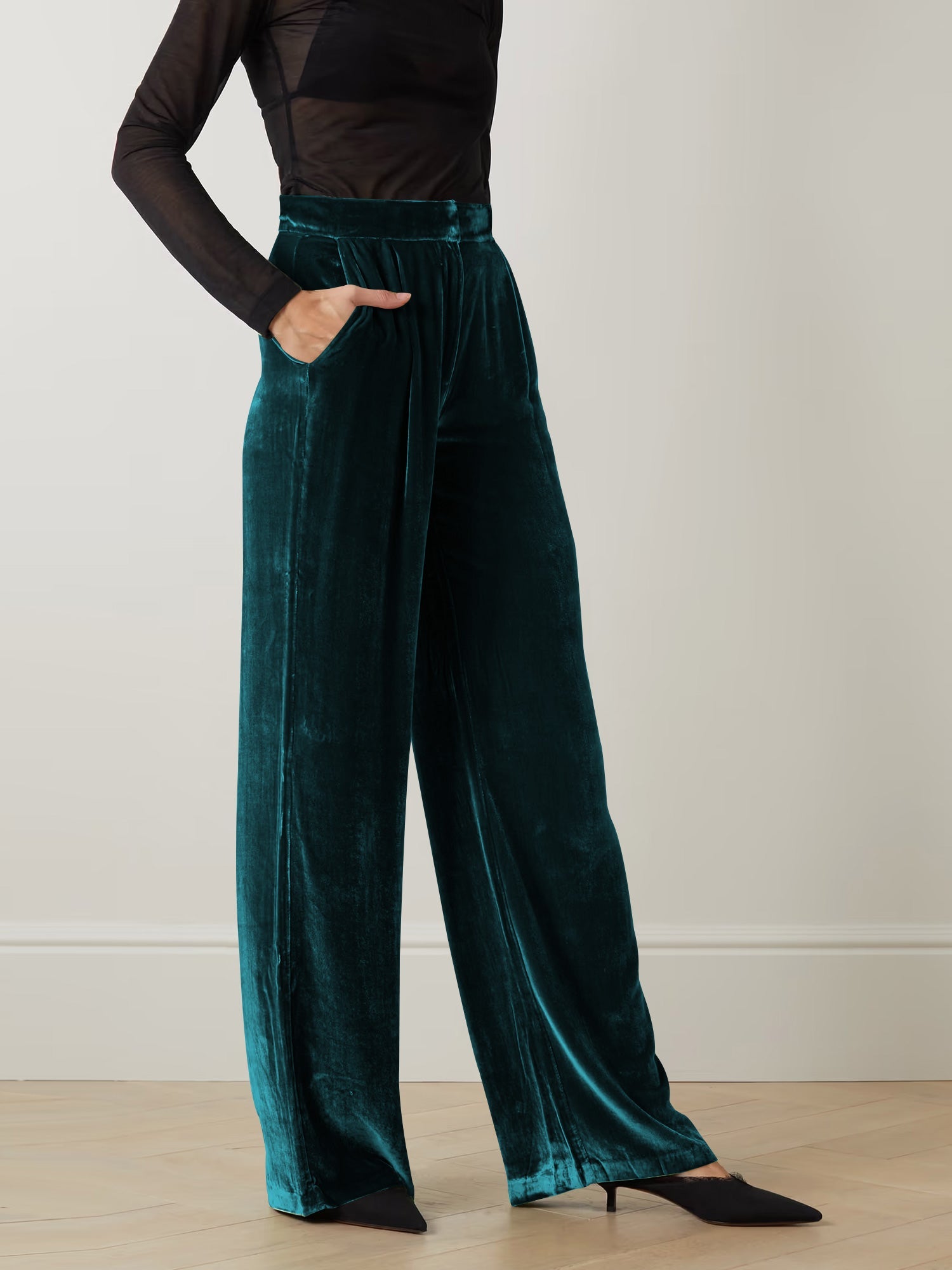 Claudia Velvet Pants - Emerald