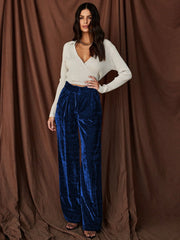 Claudia Velvet Pants - Sapphire