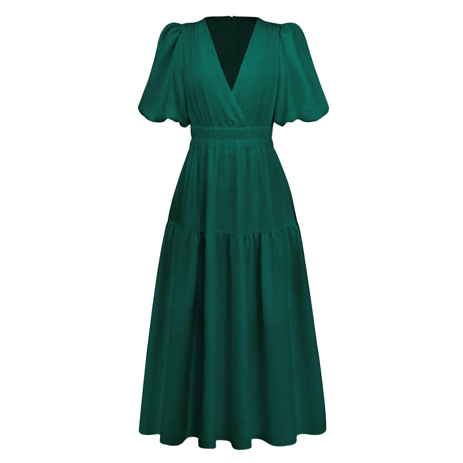 Kimona Smocked Short Sleeve Maxi Dress - Emerald