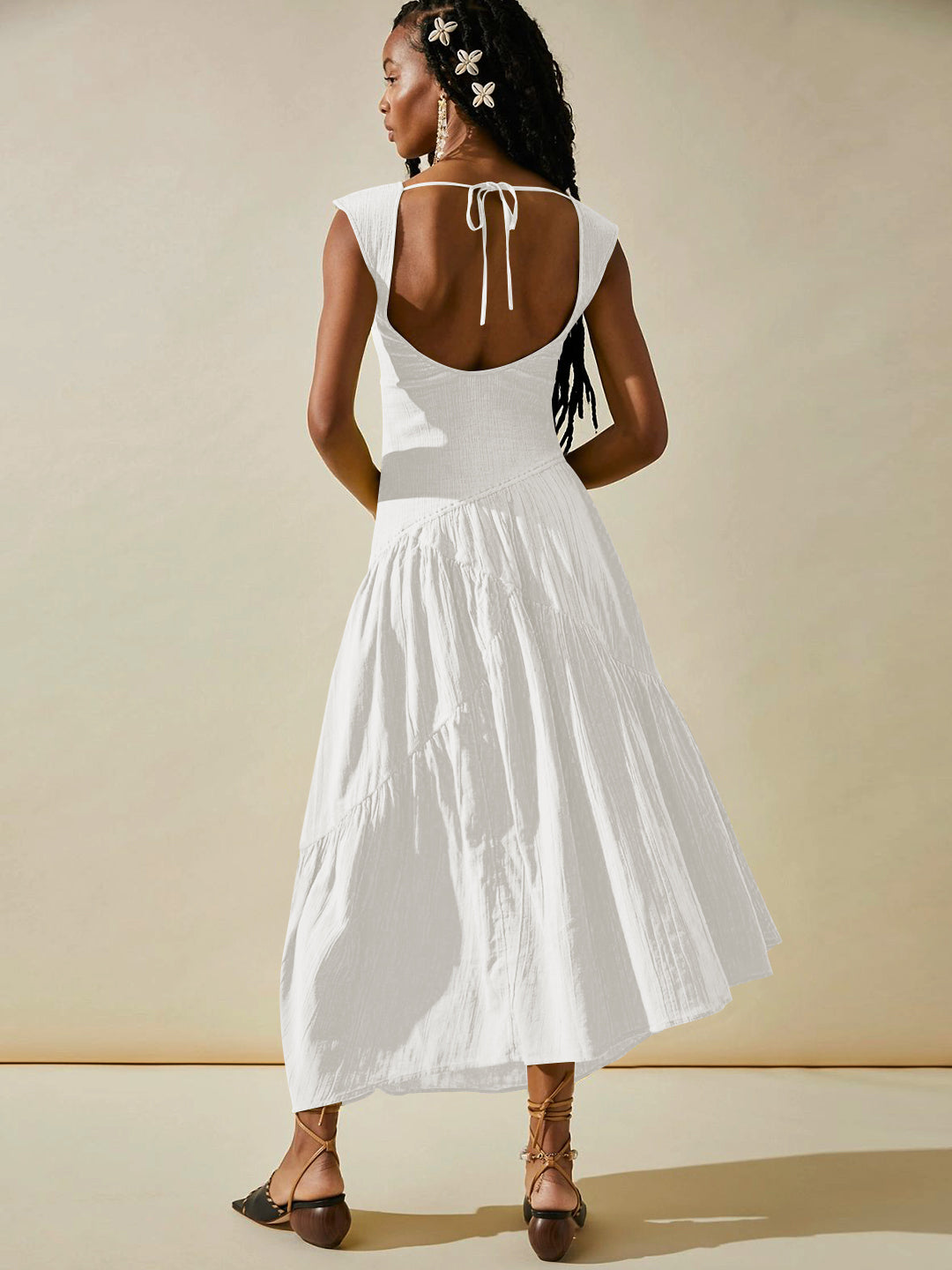 Feminine Frills Smocked Maxi Dress - White