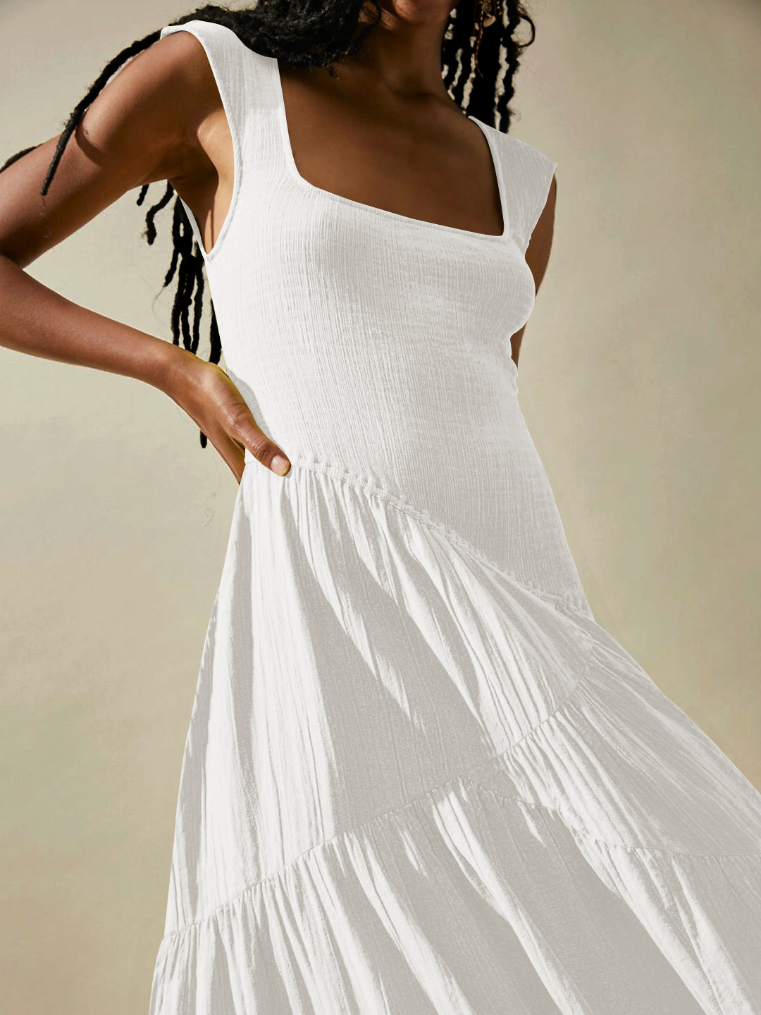 Feminine Frills Smocked Maxi Dress - White