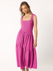 Feminine Frills Smocked Maxi Dress - Rose Pink