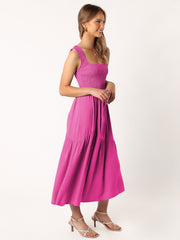 Feminine Frills Smocked Maxi Dress - Rose Pink