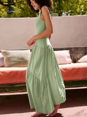 Feminine Frills Smocked Maxi Dress - Sage