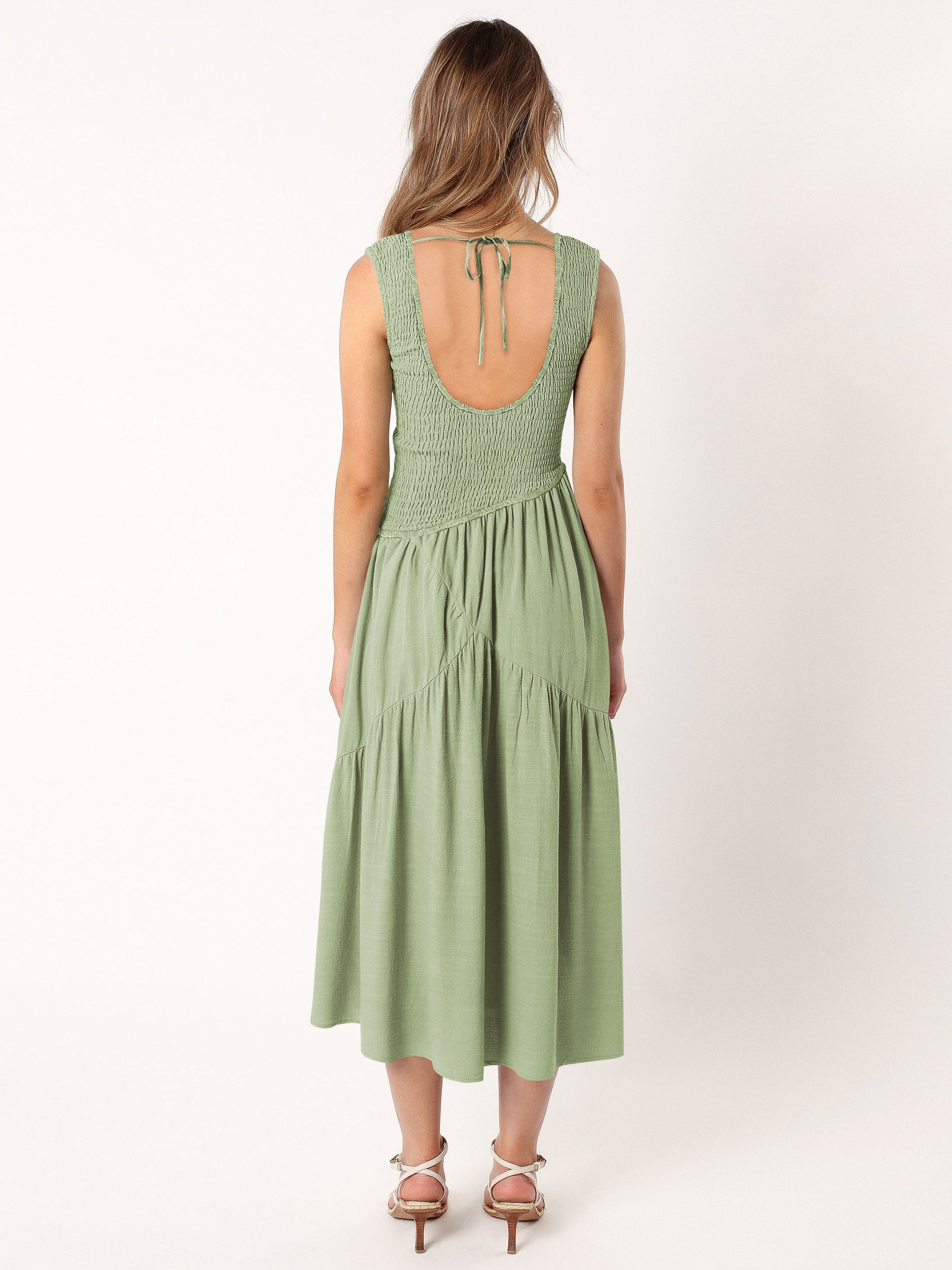 Feminine Frills Smocked Maxi Dress - Sage