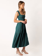 Feminine Frills Smocked Maxi Dress - Teal