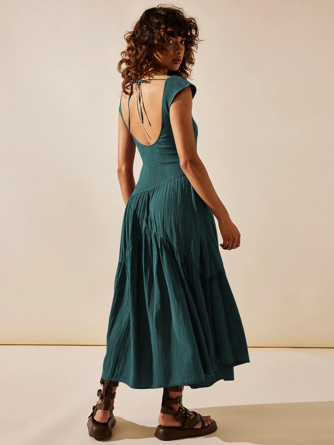 Feminine Frills Smocked Maxi Dress - Teal