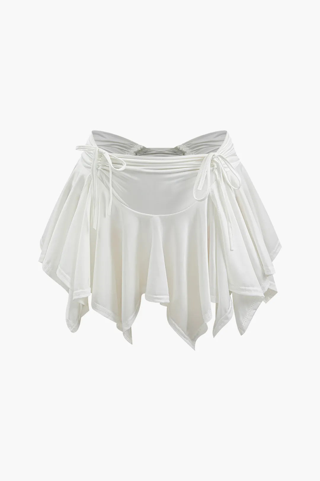 Gertie Asymmetric Ruched Drawstring Mini Skirt