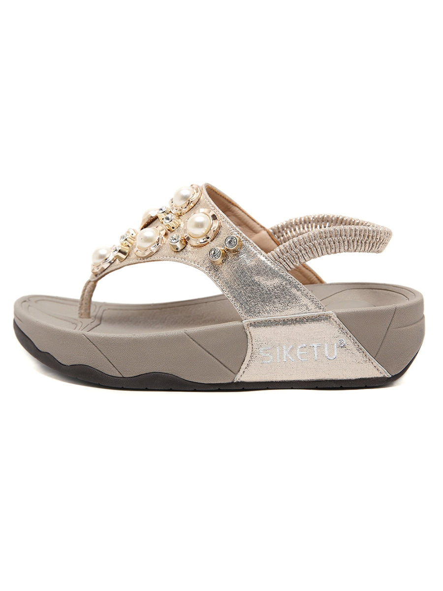 SIKETU | PEARL-ACCENT GOLD METALLIC SLINGBACK