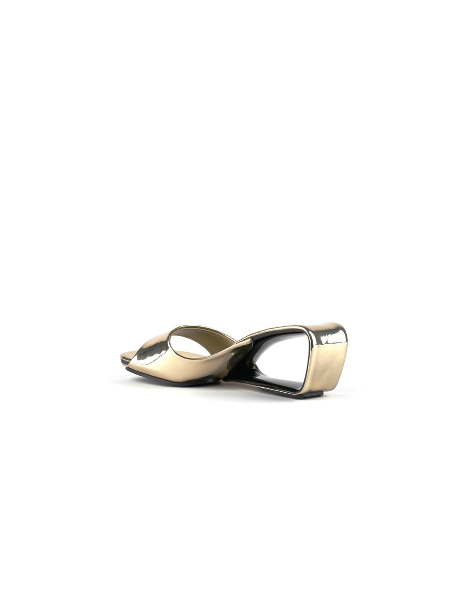 JadyRose | Twisted Upper Heel Genuine Leather Golden Slide