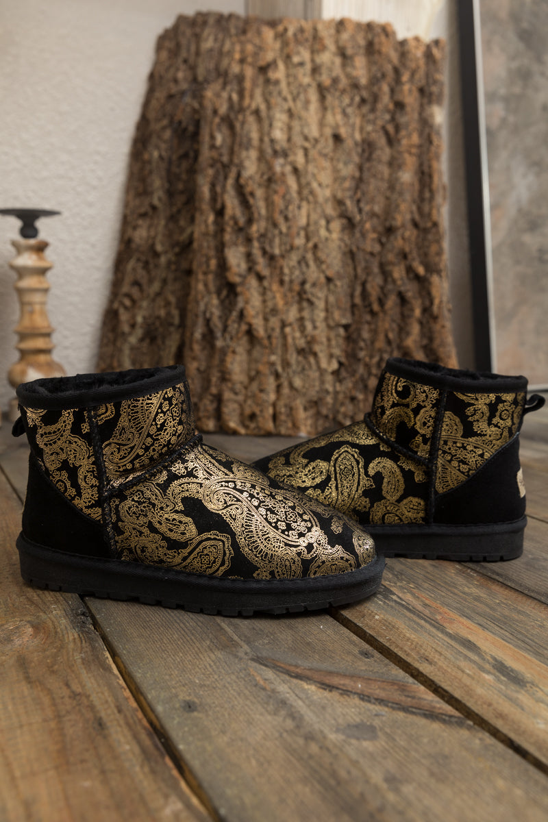 SMAIBULUN Ugg | Embroidered Faux Fur-Lined Leather Suede Boot