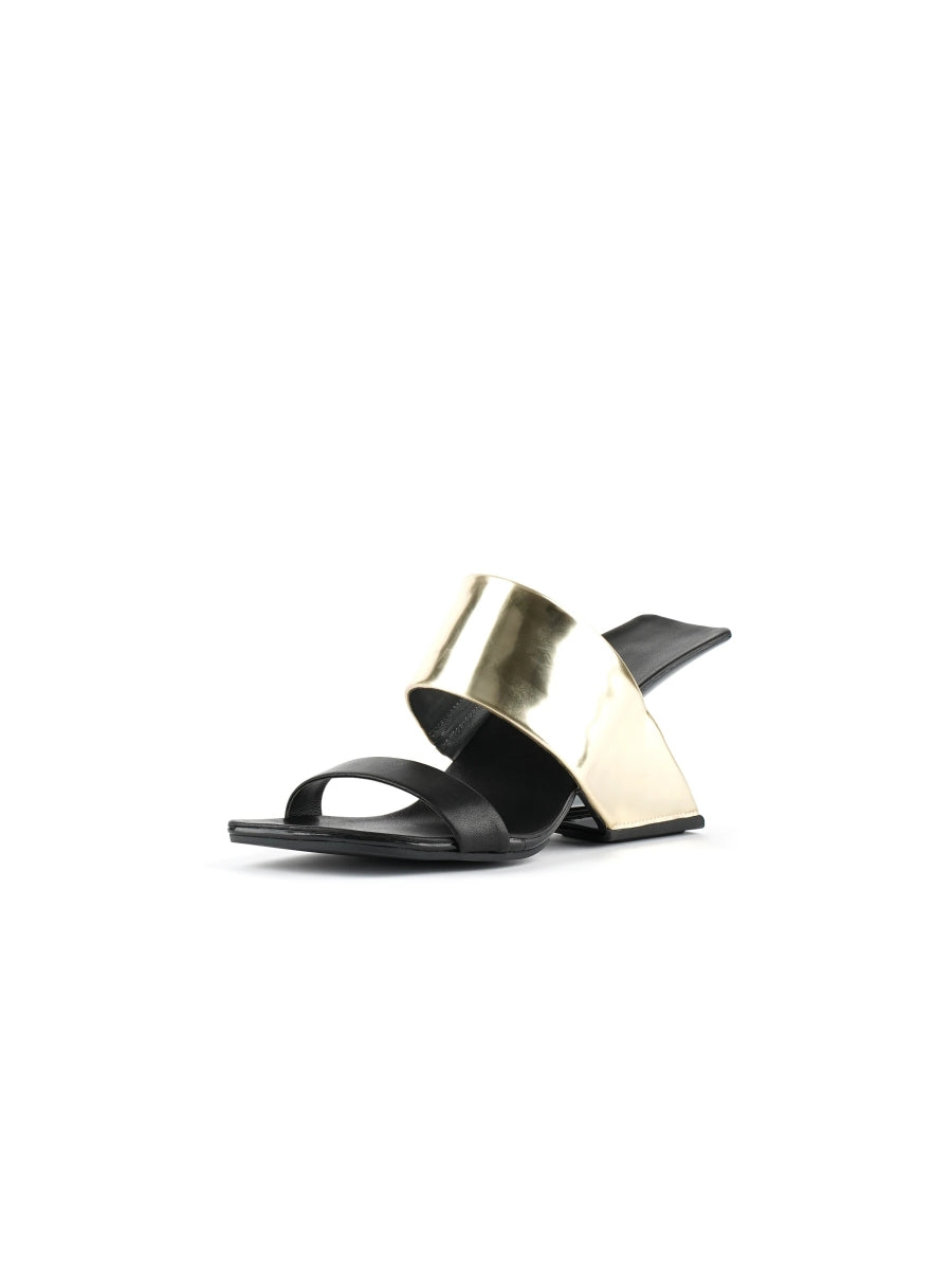 JadyRose | Open-Heel Leather Slide - Gold