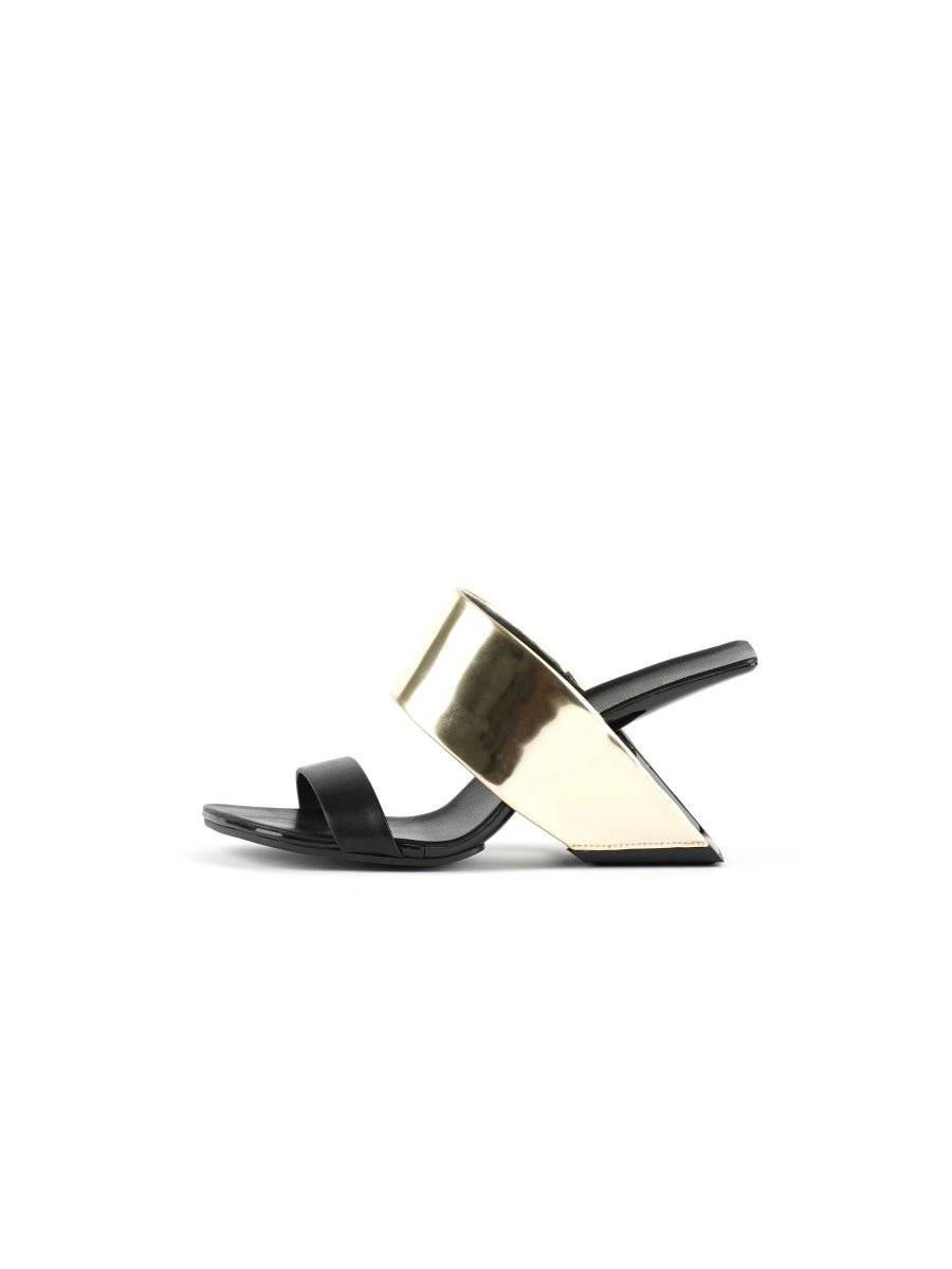 JadyRose | Open-Heel Leather Slide - Gold