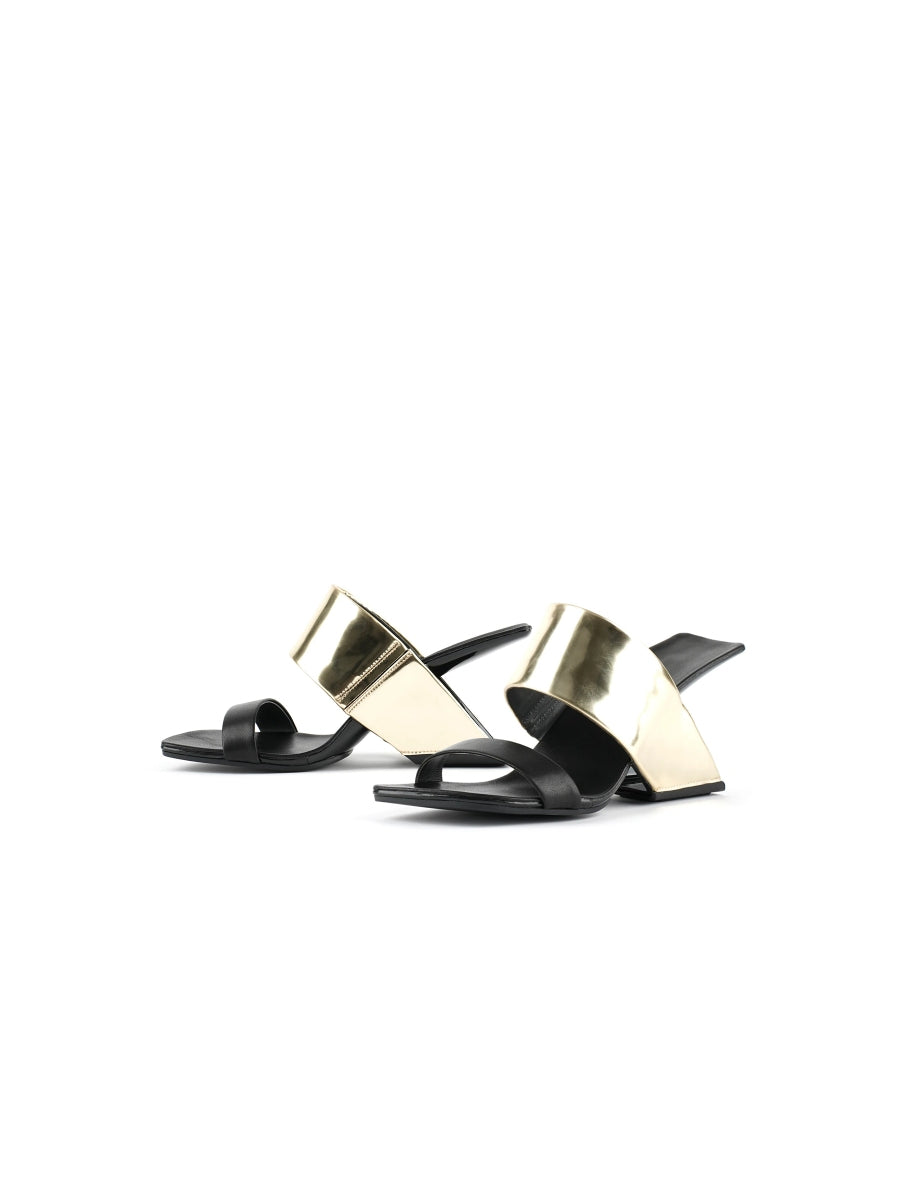 JadyRose | Open-Heel Leather Slide - Gold