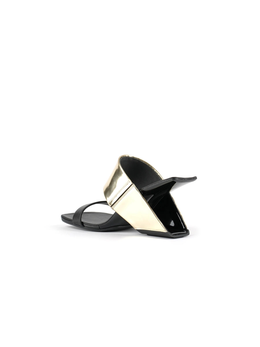 JadyRose | Open-Heel Leather Slide - Gold