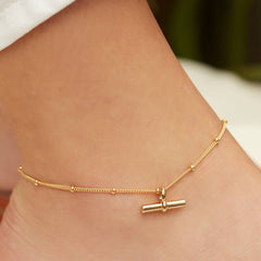 Golden Bar Charm Anklet