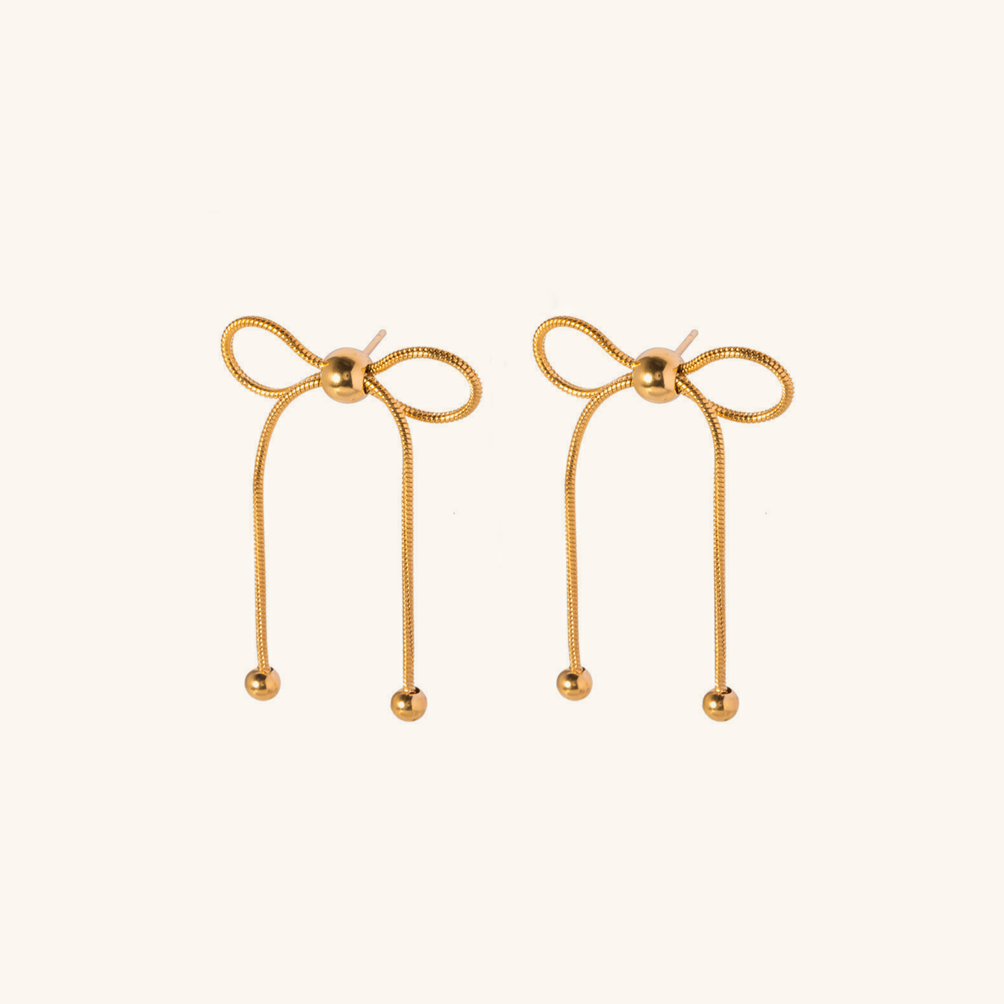 Golden Bow Drop Earrings