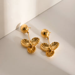 Golden Pansy Drop Earrings