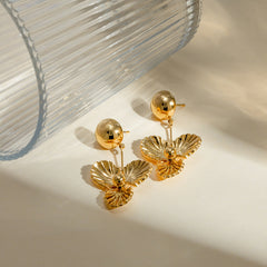 Golden Pansy Drop Earrings