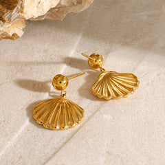 Golden Seashell Charm Earrings