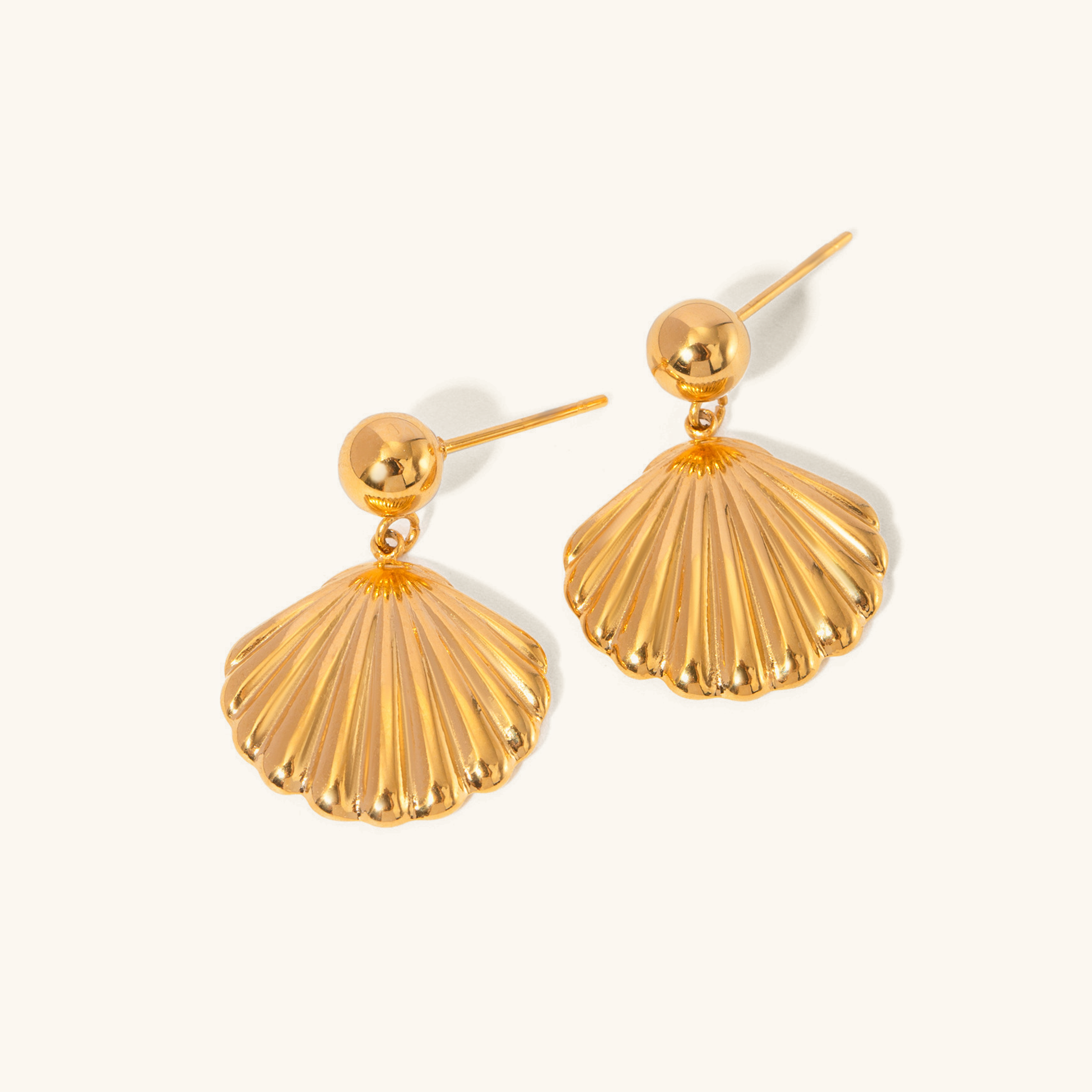 Golden Seashell Charm Earrings