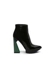 JadyRose | Black Green Triangled Leather High Heel Platform Boot