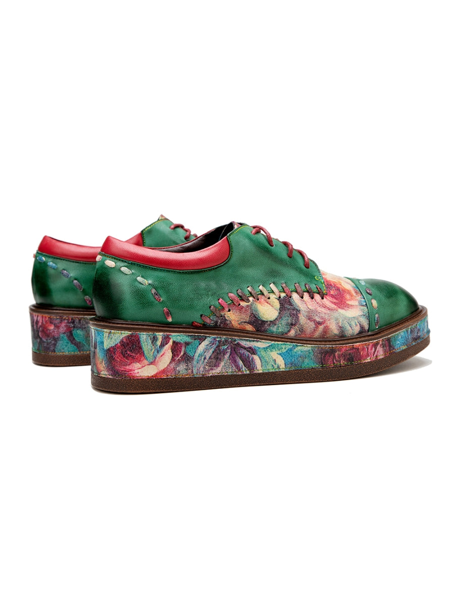 SOFFIA | Brush Craft Emerald Floral Leather Oxford