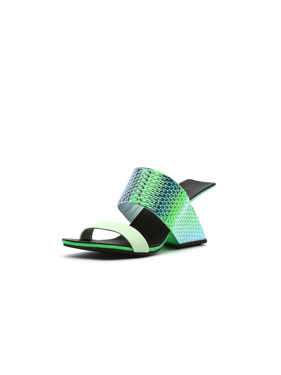 JadyRose | Signature Open-Heel Leather Slide Sandal - Green