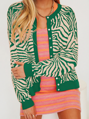 Smaibulun | Tiger Year Animal Patterned Knit Cardigan - Green