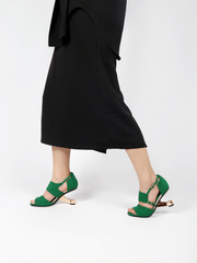 JADYROSE | ELEVATOR HEEL PEEP TOE SANDAL GREEN