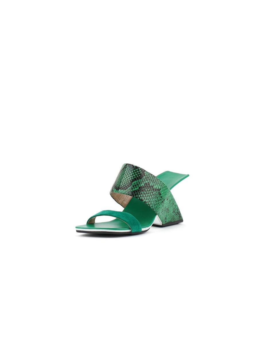 JadyRose | Open-Heel Leather Slide - Green