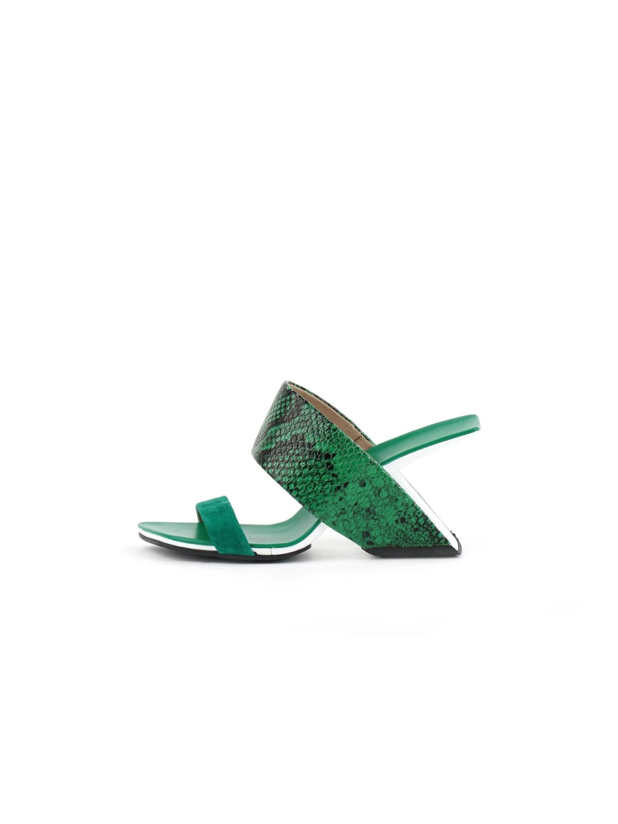 JadyRose | Open-Heel Leather Slide - Green