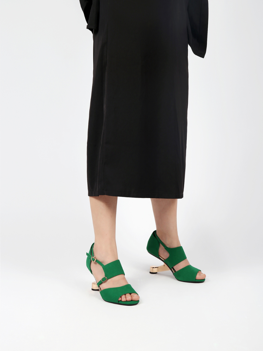 JADYROSE | ELEVATOR HEEL PEEP TOE SANDAL GREEN