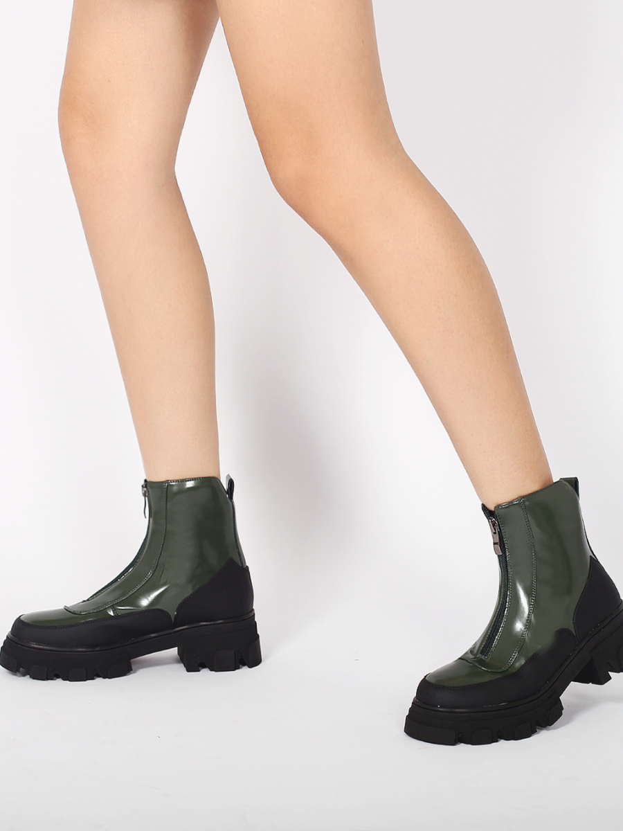 JADY ROSE | DUCK GREEN LEATHER CHELSEA BOOT