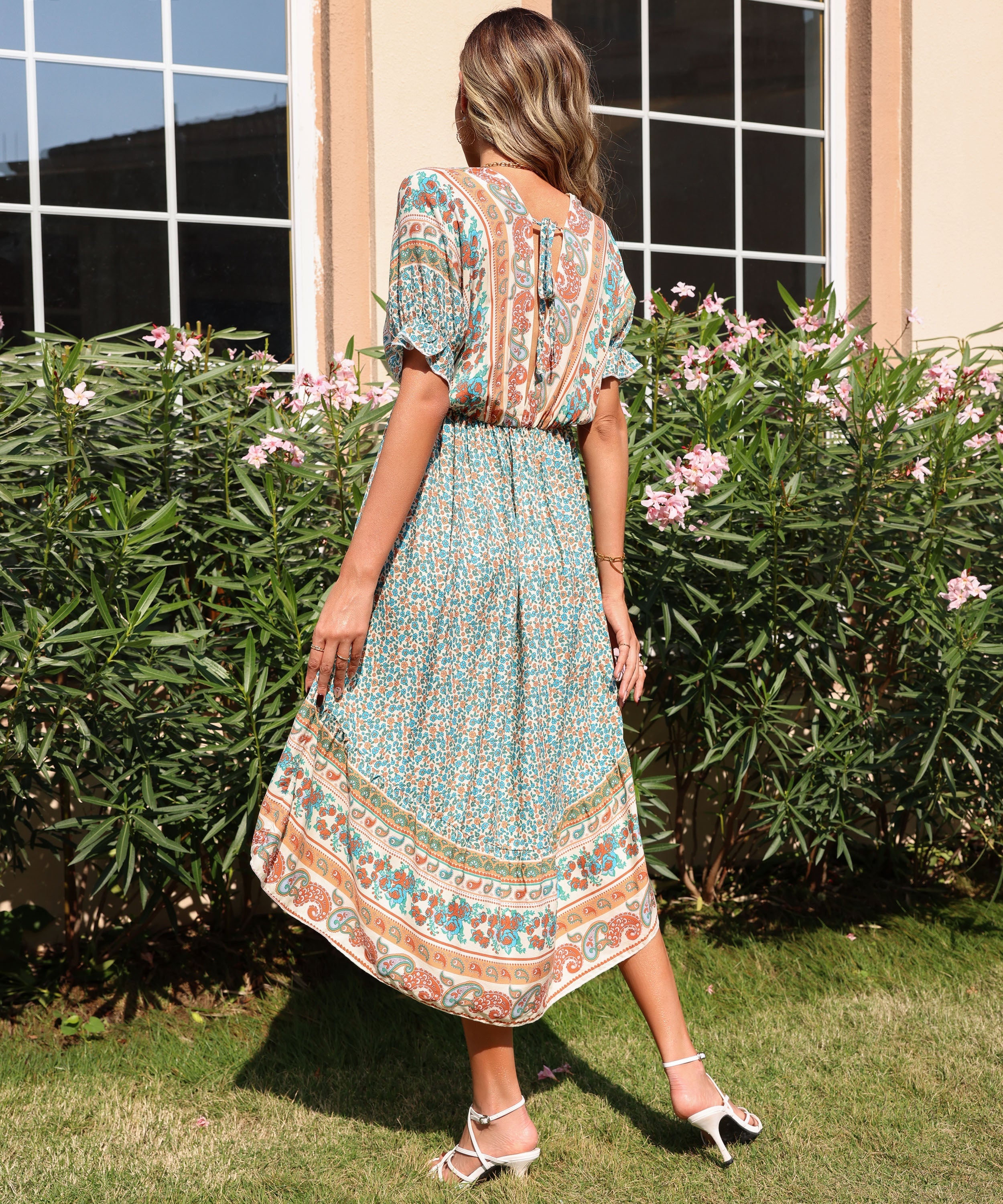 YANET MIDI BOHO DRESS - GREEN