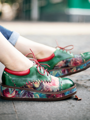 SOFFIA | Brush Craft Emerald Floral Leather Oxford