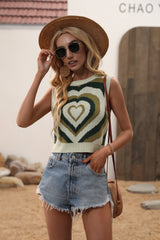 Smaibulun | Hearted Sleeveless Knit Crop Top - Green