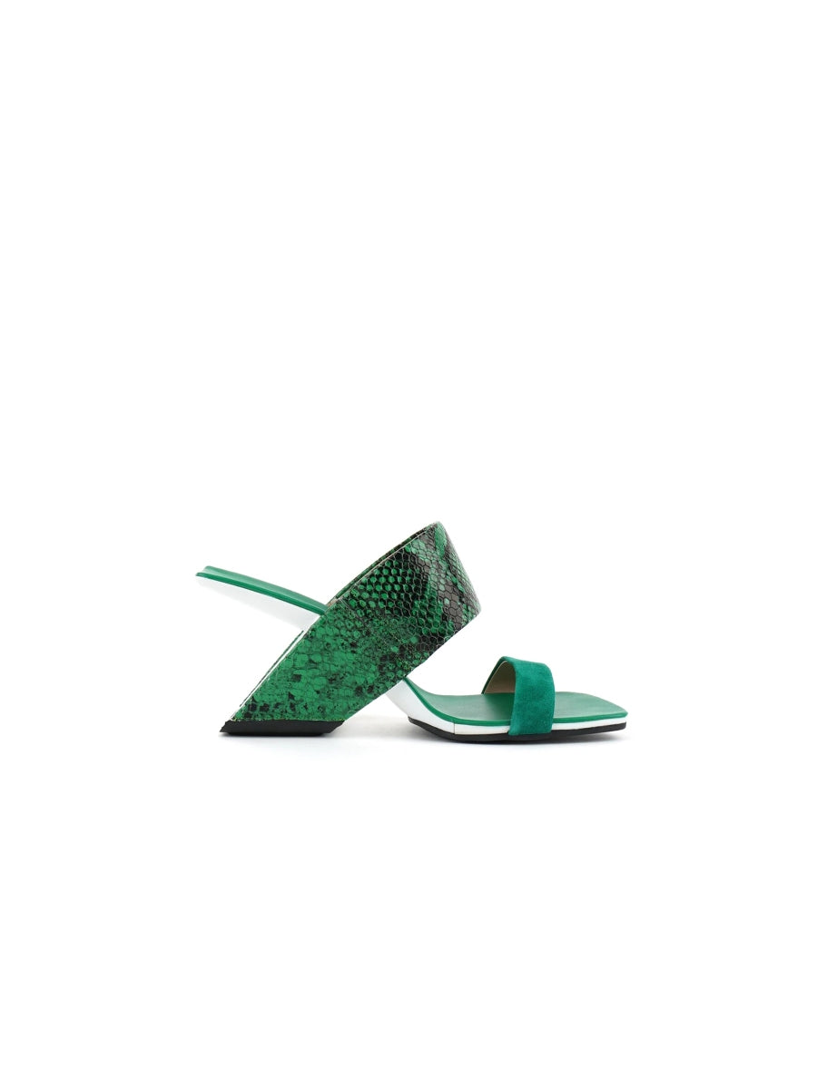 JadyRose | Open-Heel Leather Slide - Green