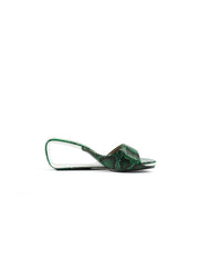 JadyRose | Twisted Upper Heel Genuine Leather Green Slide