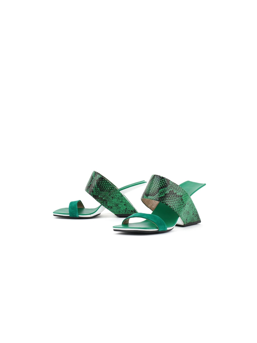 JadyRose | Open-Heel Leather Slide - Green